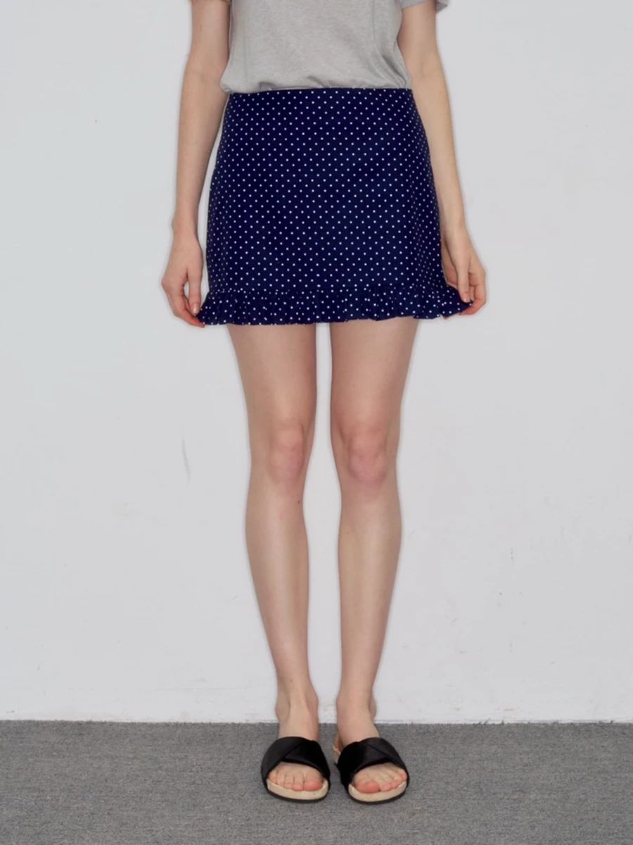 

Винтажная юбка DeeSicile в горошек с кружевной отделкой, А-силуэт, темно-синяя, для женщин, молодежная, омолаживающая, расклешенная, в стиле Swing Sle