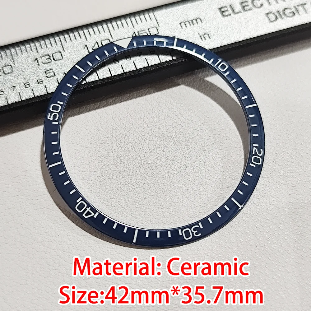 Sloping 42mm*35.7mm Ceramic Watch Bezel Insert Substitute Men's Watches Bezels Accessories Available in Multiple Colors