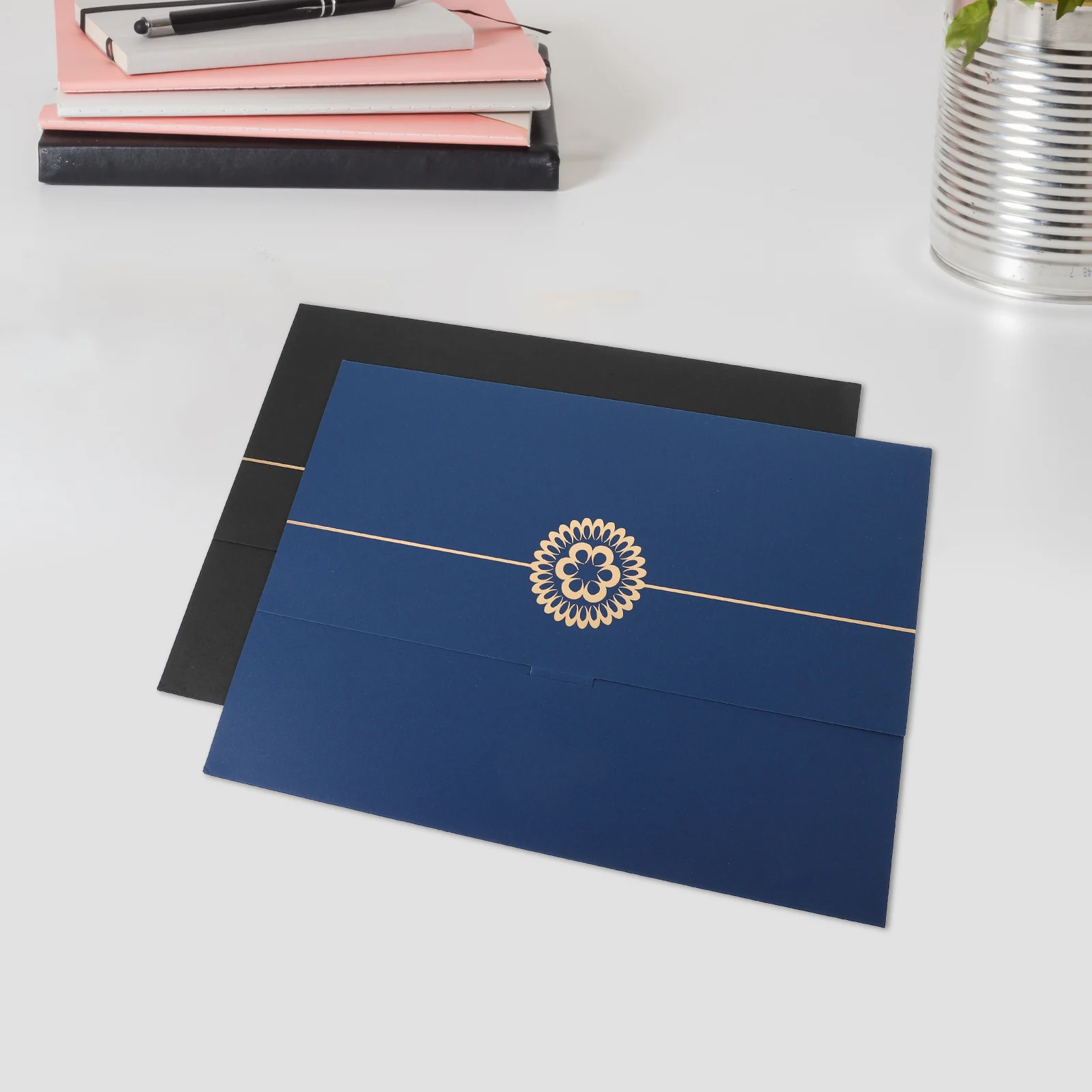 

2pcs A4 Certificate Covers Black Gold Red Foil Paper Holders Document Protectors Diploma Frames Folder Storage