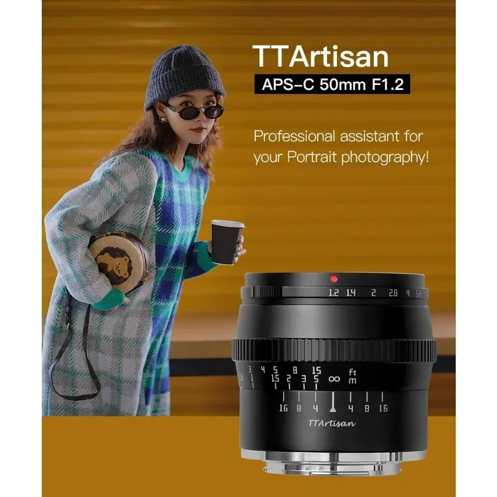 TTArtisan 50mm F1.2 APS-C Manual Focus Lens for Sony E FUJIfilm X Canon M Nikon Z Panasonic Olympus M43 Mount Large Aperture