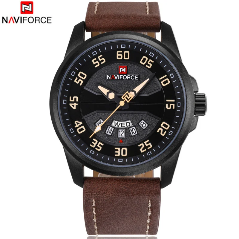 

NAVIFORCELingxiang9124Men's Leather Belt Sports Casual Watch Waterproof Calendar Quartz Watch Foreign Trade Men's Watch