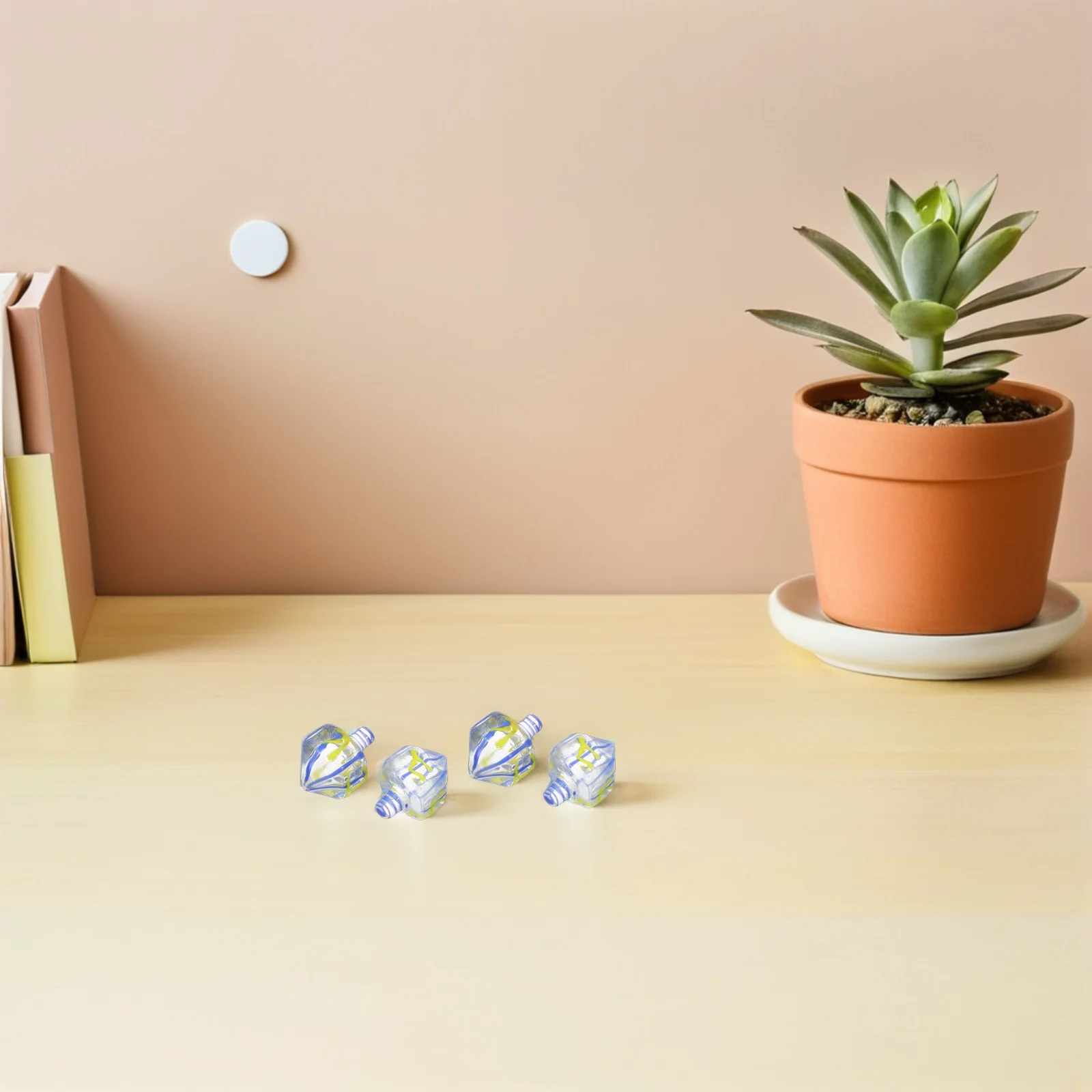 

4Pcs Hanukkah Dreidel Glass Handblown Art Pieces Traditional Jewish Holiday Decor Tabletop Glass Dreidels Ornament