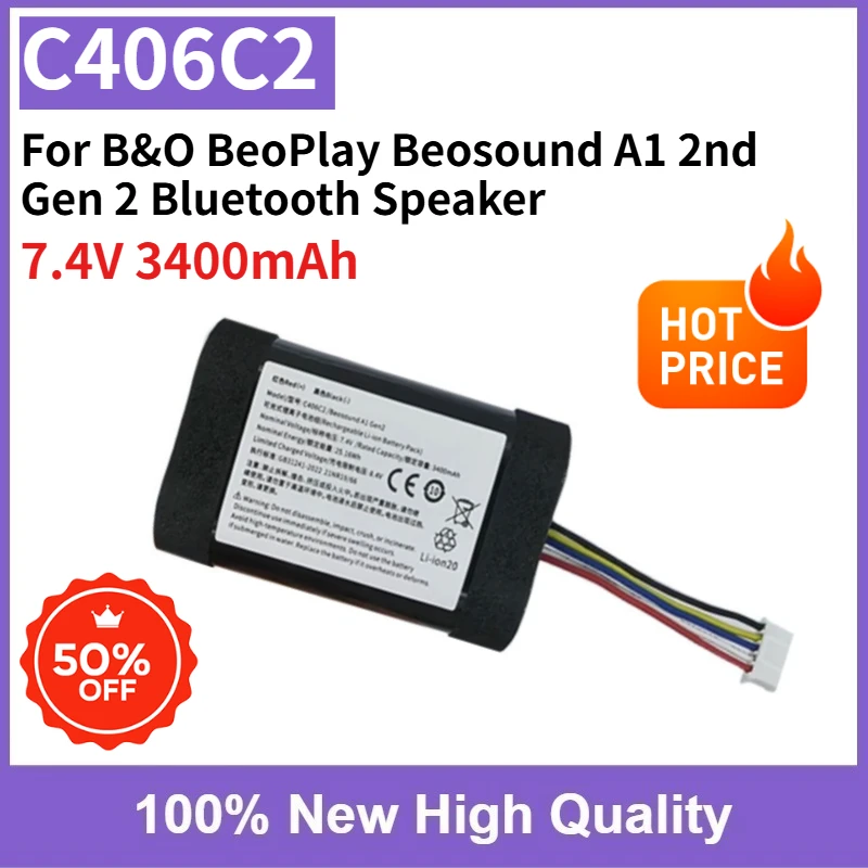 High Quality C406C2 Replaceable Battery 7.4V 3400mAh for B&O BeoPlay Beosound A1 2nd Gen 2 Bluetooth Speaker
