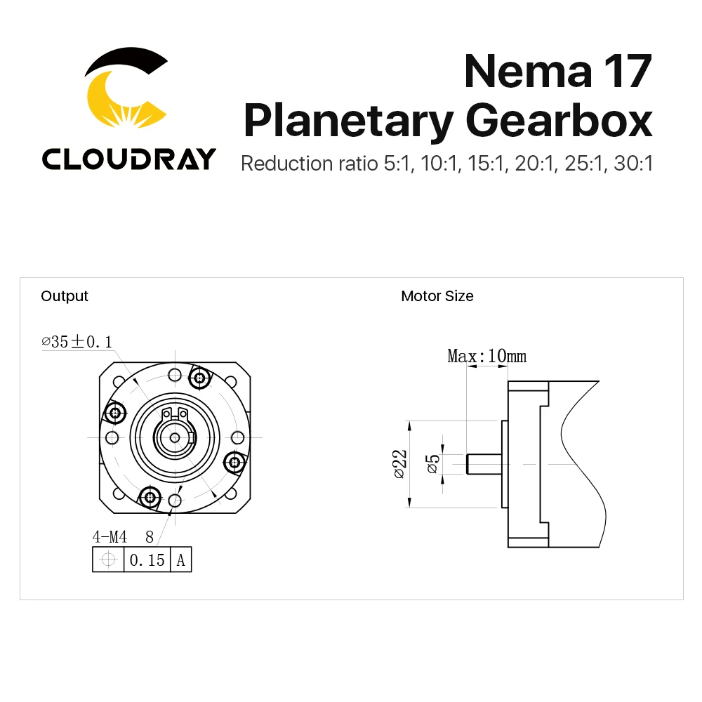 Imagem -06 - Caixa de Velocidades Planetária do Cloudray-nema17 Redutor da Velocidade do Motor Relação 5:1 10:1 20:1 20:1 25:130:1 mm Entrada para o Motor Próximo Aberto do Laço