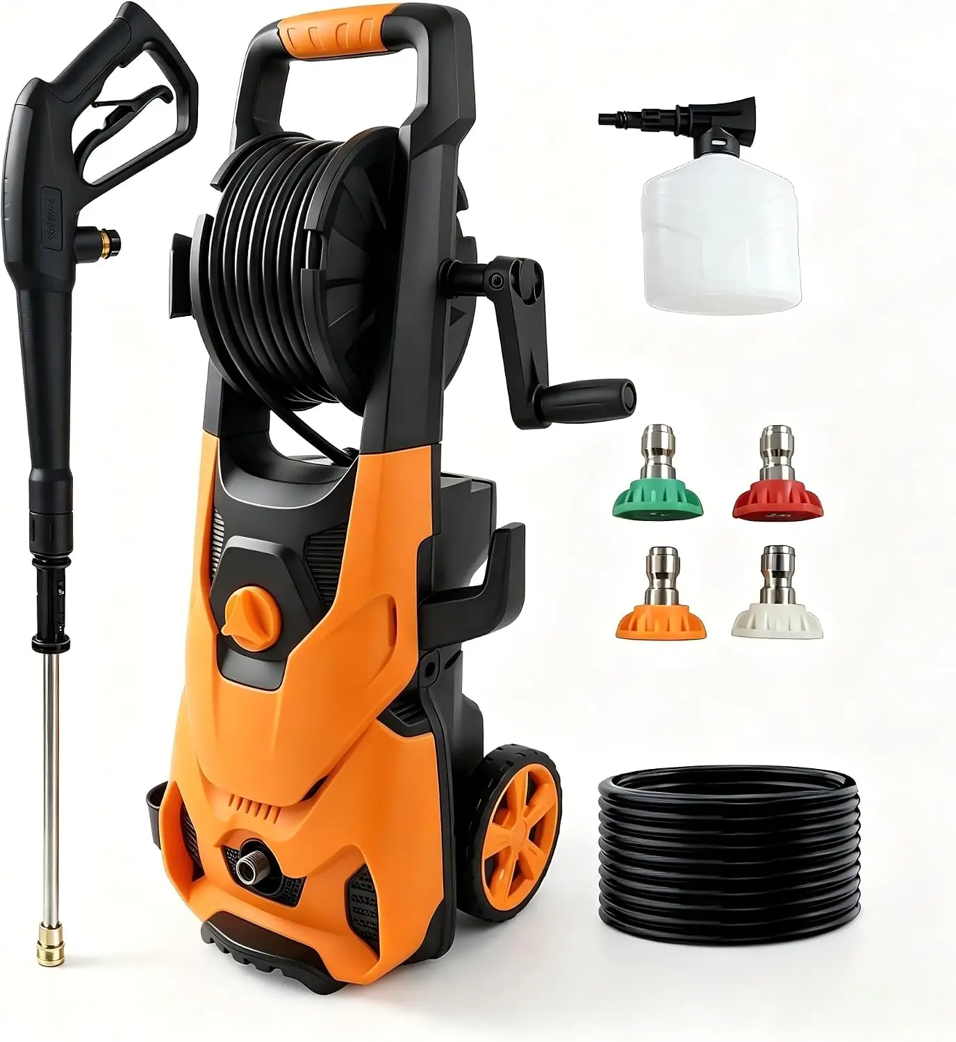 Pressure Washer 5000 Max Psi Hose Reel 33Ft Hose Power Cleaner 4 Quick Connect Nozzles Filter Foam Cannon Cars Rv Camping Home F