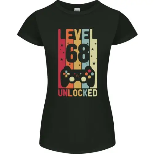 68th Birthday 68 Year Old Level Up Gamming Womens Petite Cut T-Shirt