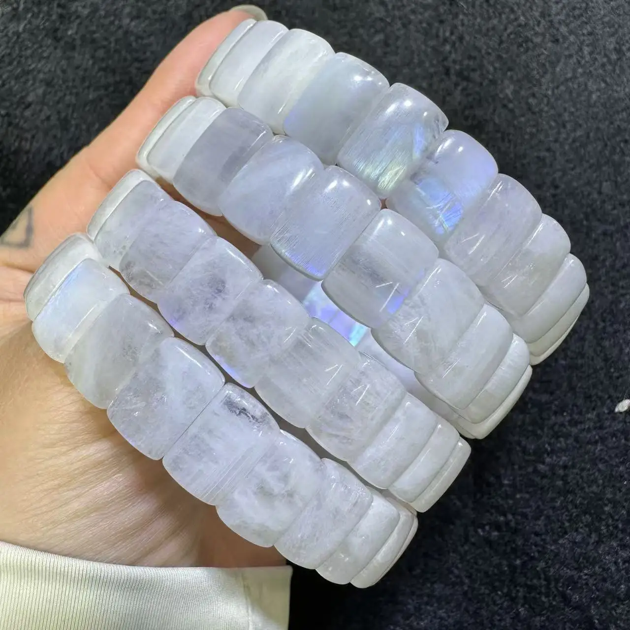 AAAA Good Quality Blue Rainbow Moonstone Bracelet Natural Stone Jewelry Bangle for Woman for Gift Wholesale !about8*12mm