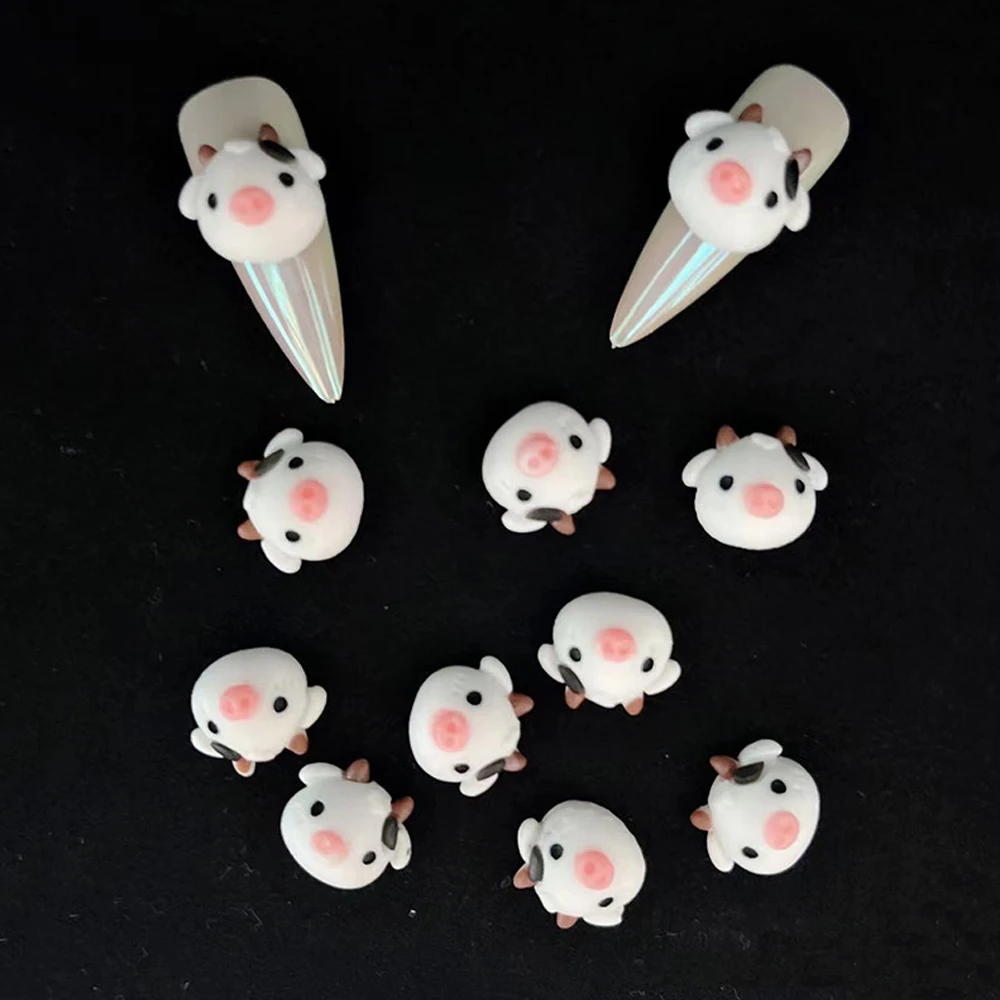 

10pcs Resin Cow Nail Art Charm 3D Lovely Animals Unicorn Cow Nail Decoration Kawaii DIY Nail Art Decoration 11x13MM