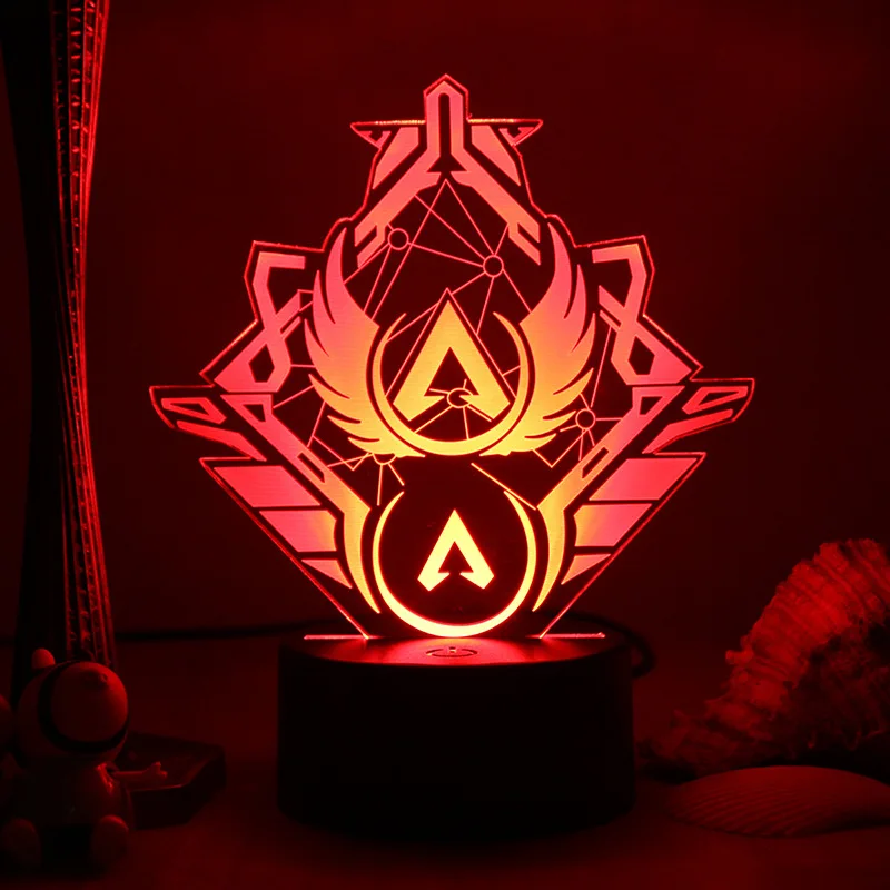 New APEX LEGENDS Top Hunter-Killer Season Rank Icon 3D Small Night Lamp Ambience Light USB Plug-in Stereo Vision LED Bedroom Bed