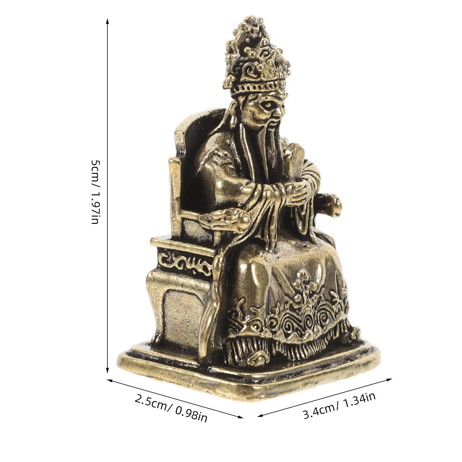 Detailed Brass Cai Shen Statue Feng Shui Wealth Sculpture for Home Office Desk Tabletop Decor Prosperity Good Luck view 6