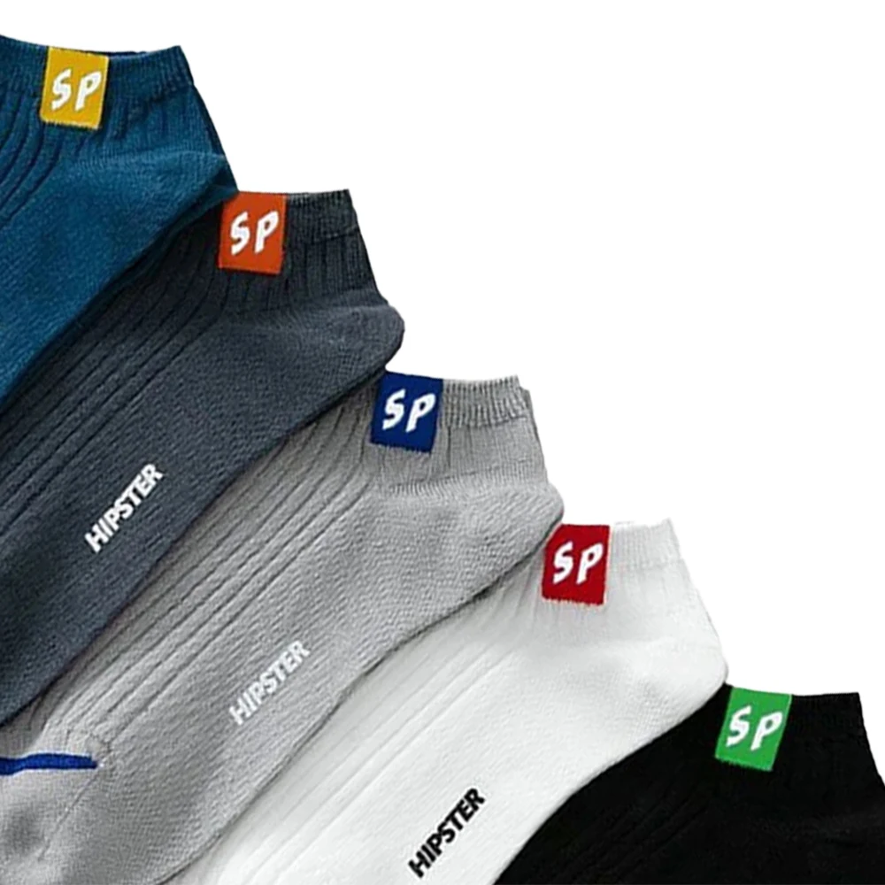 5 Pairs Men Short Socks With Versatile Letters High-Quality Breathable Boat Socks Low Chest Shallow Mouth Socks Men Casual Socks