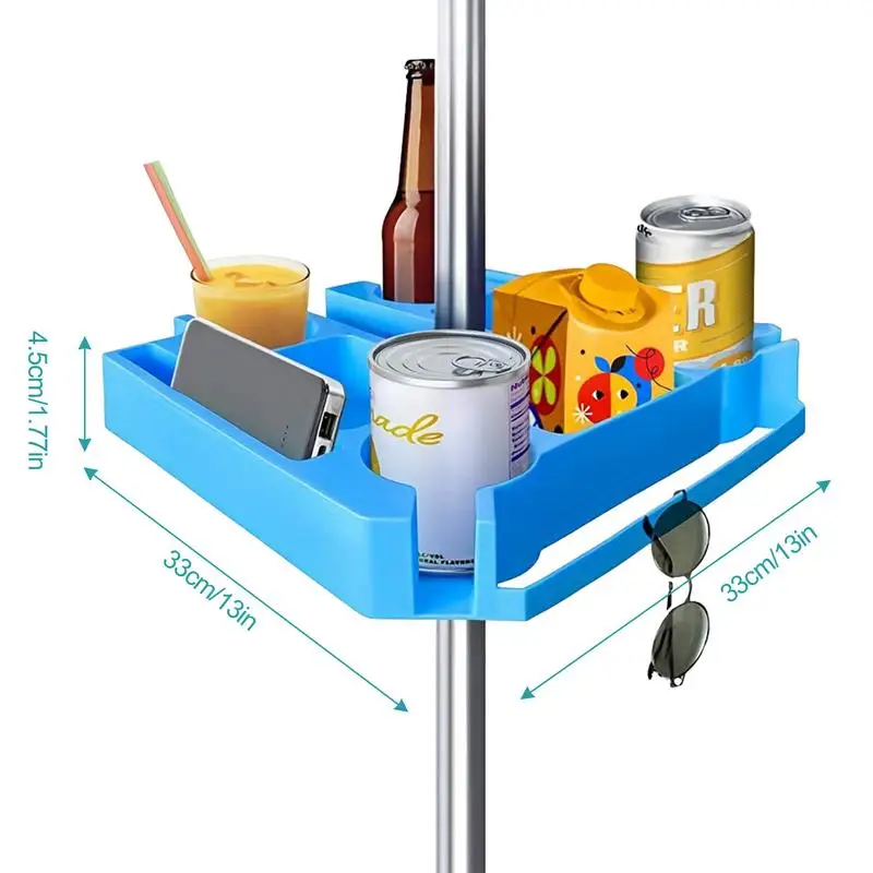 Patio Umbrella Table Tray Portable Table Tray Umbrella Table Included 4 Cup Holders 3 Snack Compartments 3 Sunglasses Holes