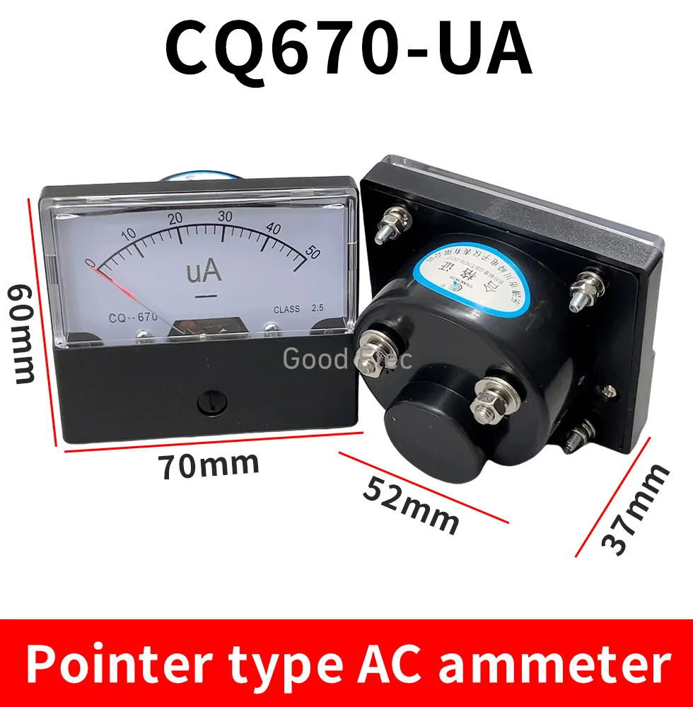 DC DH670-UA  50UA 100UA  200UA 300UA 500UA Analog Current Panel Meter Ampere Ammeter