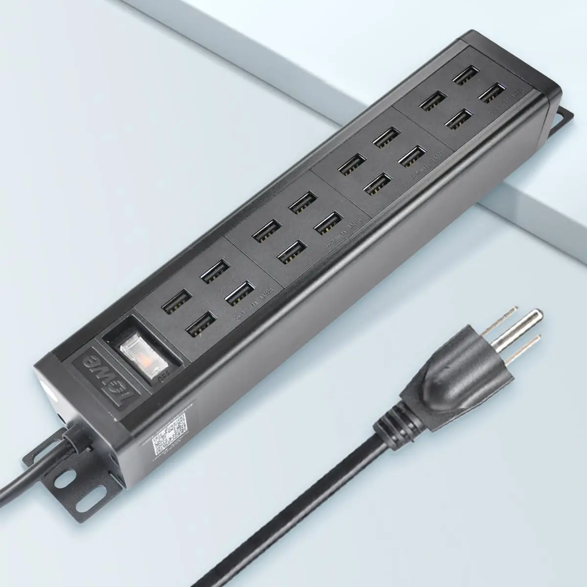 Regleta de Metal Reforzada con 2 Tomas de Corriente y 8 Puertos USB, Protector contra Sobretensiones, Cable de Extensión para Montaje en Pared para Garaje o Taller TOWE