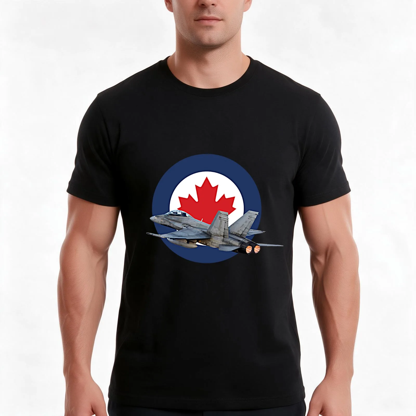 Canadian Airforce Canada RCAF Cf-18 Hornet Roundel T-Shirt Summer Casual Cotton Tee Oversized Streetwear Tops 100% Cotton
