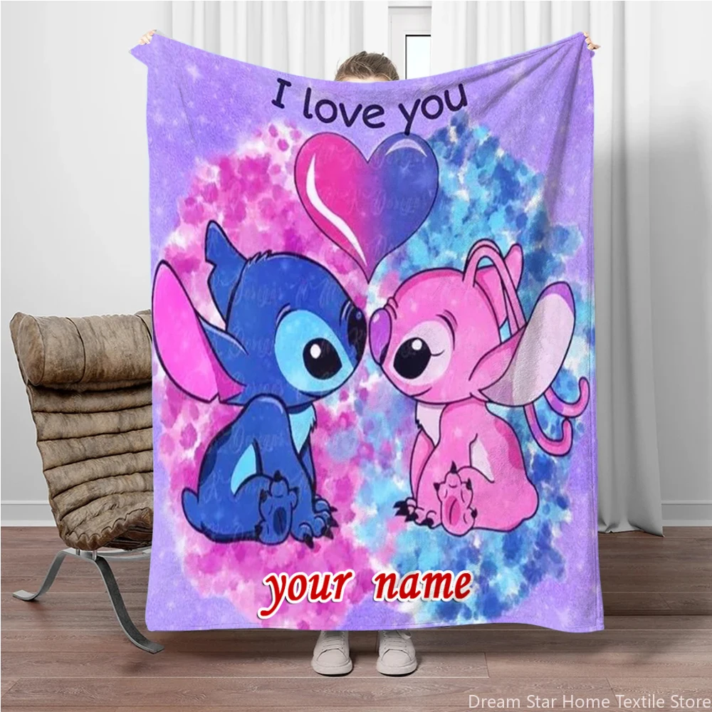 

Custom Name Personalized Blanket, Disney Stitch Printed Blanket for Sofa Bed Cover Blanket Suitable for Birthday Christmas Gifts