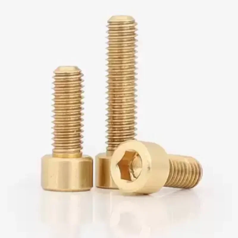 2-30PCS DIN912 Brass Hex Socket Cap Head Screw  M2 M2.5 M3 M4 M5 M6 M8 Hexagon  Allen Key Head Brass Bolt Gold Plated