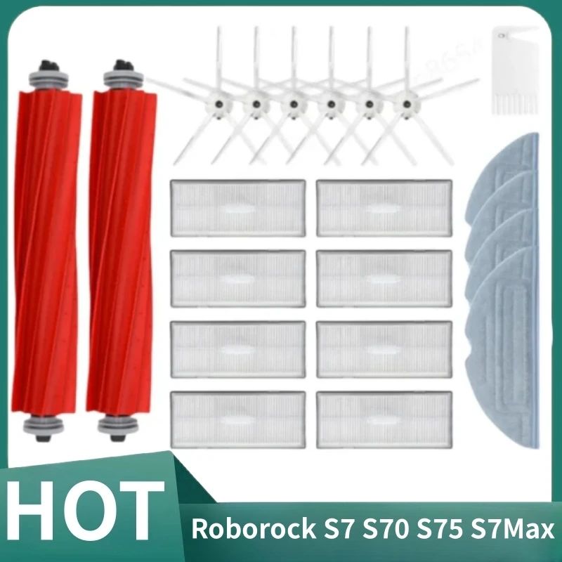 High-Quality Replacement Accessories for Roborock S7 S70 S75 S7Max Series - Main Side Brush Mops Cloths Water Tank Hepa Filters