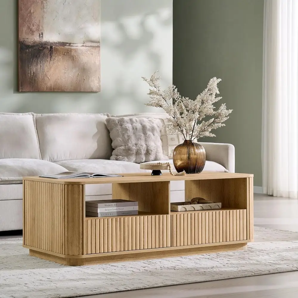 

51 Large Coffee Table with Storage and 2 Drawers for Living Room