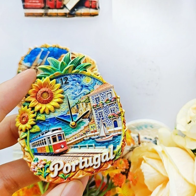 Portugal Pineapple Clock Fridge Magnet - Cheerful 3D Ceramic Souvenir Unique Iberian Gift for Travel & Sunny Kitchen Decor