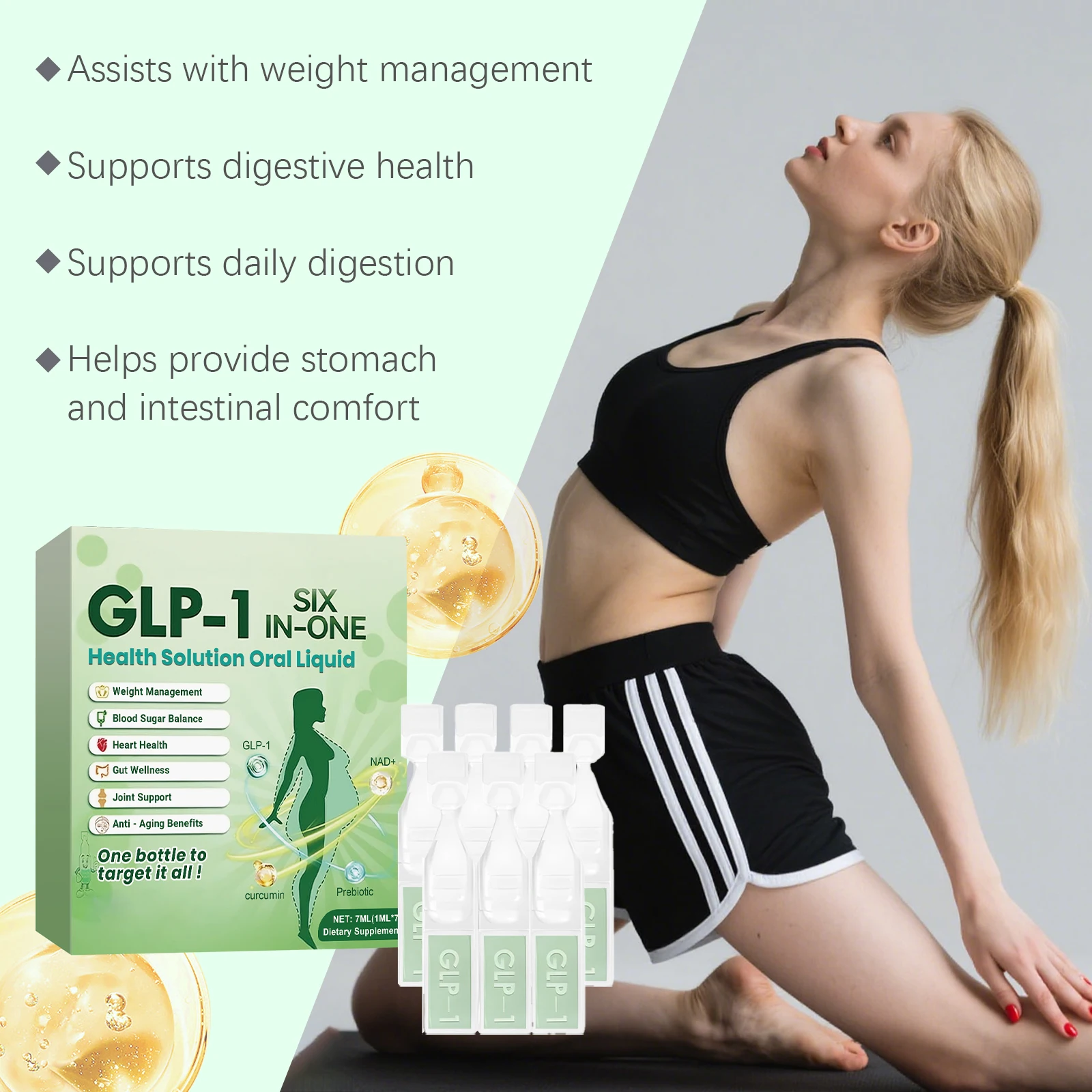GLP-1 Moringa يترك ضوء الجسم المكملات الغذائية تحفيز التمثيل الغذائي زيادة الهدوء تعزيز الدورة الدموية الدقيقة قطرة العناية بالجسم