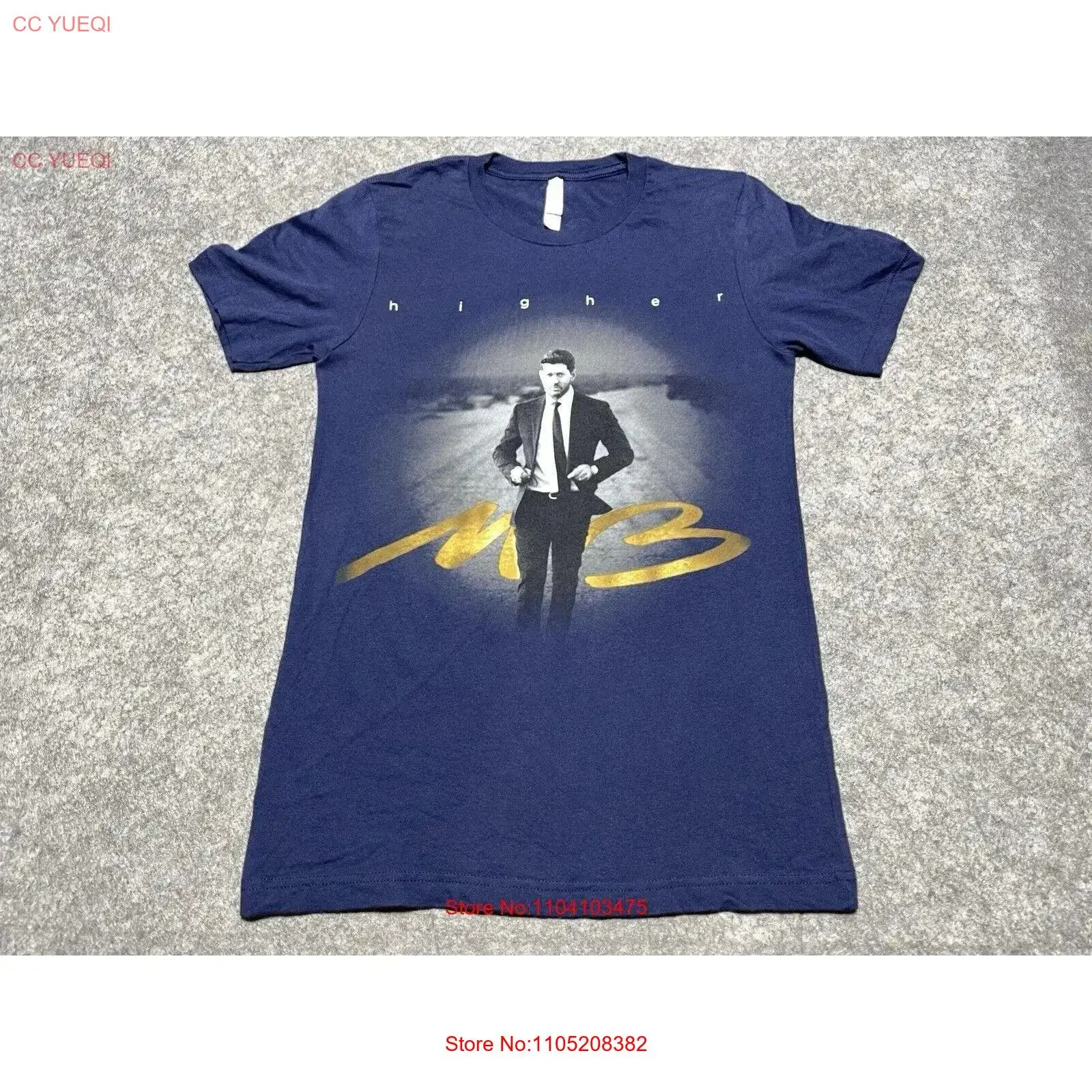 

World Tour Michael Buble HIGHER 2022, концертная синяя маленькая официальная футболка, винтажная стираная дизайнерская одежда, модная дышащая