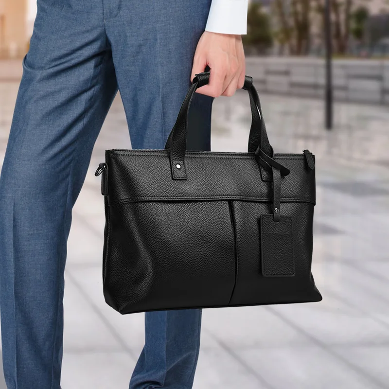 حقيبة يد بكتف واحد للرجال 2025 جديد مكتب السفر ركاب حقيبة رجالية فاخرة حقيبة جلدية أصلية حافظة أعمال موجزة #1