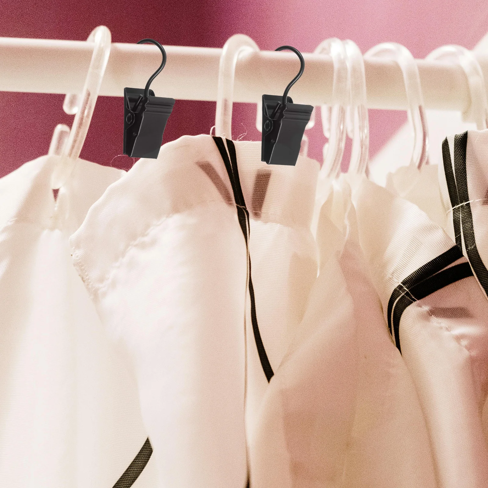 

25Pcs Shower Curtain Clips Iron Hanging Clips Minimalist Design Adjustable Width for Bathroom Towels Curtains Outdoor Camping Rv