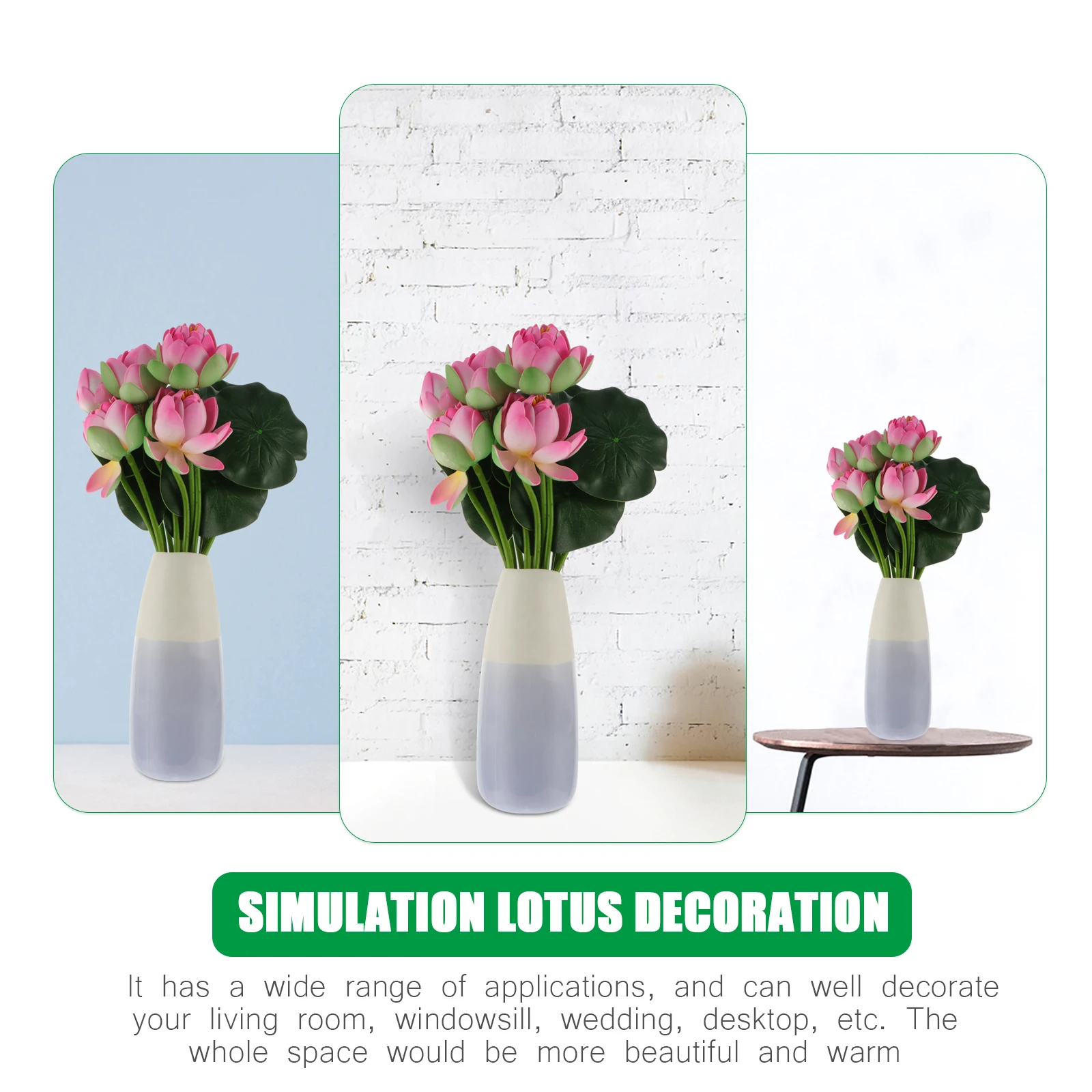 

2pcs Simulated Lotus Flower Decoration Artificial Green Plant For Wedding Home Office Desktop Moisturizing Uv Resistant Fake