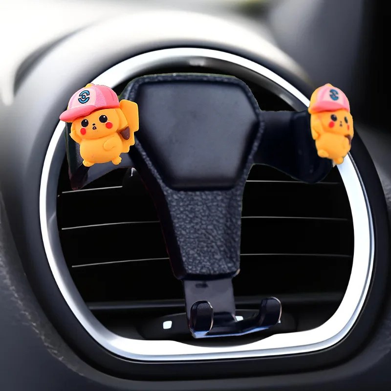 Pokemon Pikachu Gravity Car Phone Holder Air Outlet Fixing Frame GPS Smartphone Holder Suitable for IPhone Xiaomi Huawei Phones