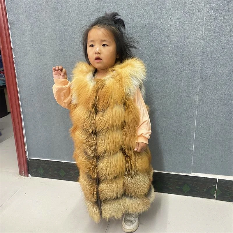 Natural  Jacket Children\'s  Jacket Real Fur Coat Warm Fur Coats In Autumn And Winter For Kids 2-14 Years Old