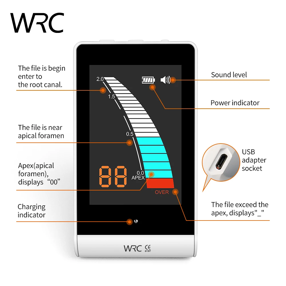 محدد القمة صغير الأسنان ، يستخدم لقناة الجذر اللبية ، قياس دقيق ، شاشة LCD 3.2 بوصة ، آلة المعدات