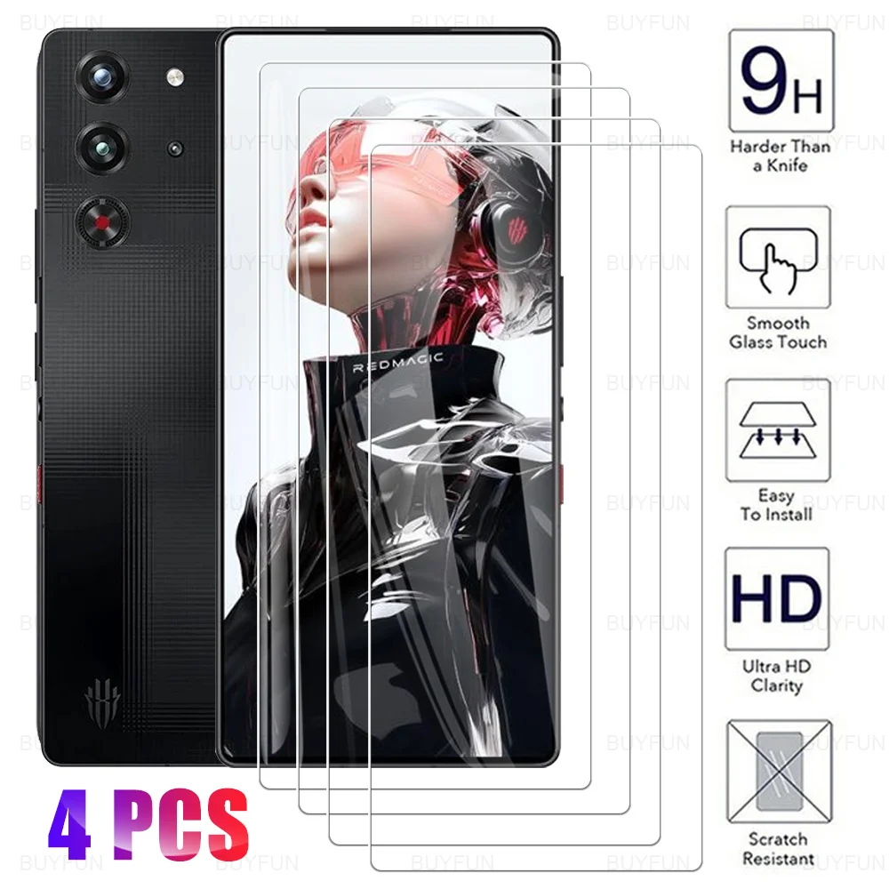 4 قطعة حامي الشاشة ل ZTE nubia RedMagic 10S Pro + غطاء كريستال مقسى زجاج واقي أحمر ماجيك 10 Pro Plus 10Pro 10SPro