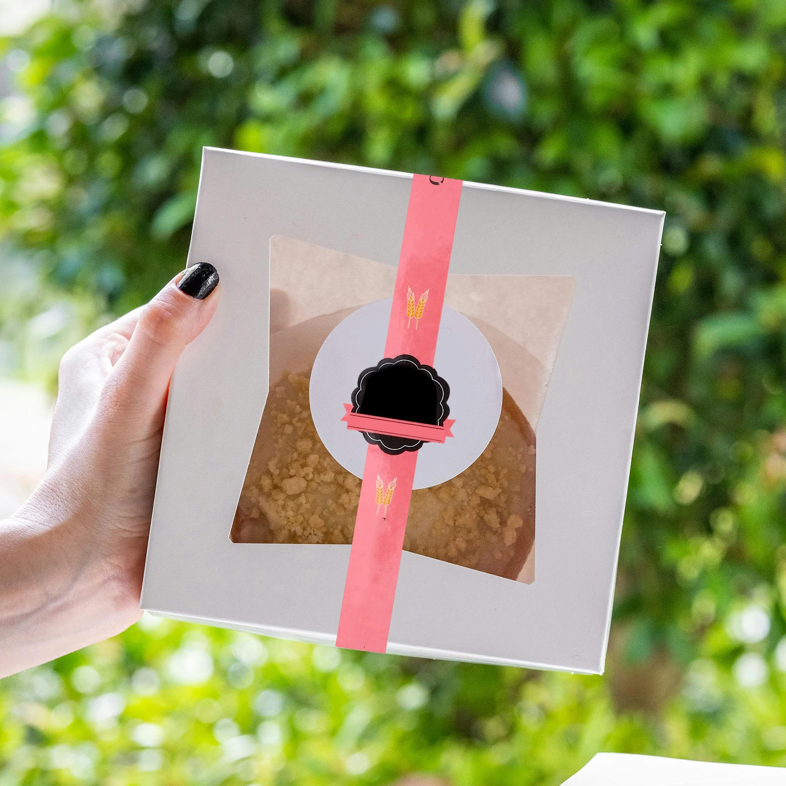 

100pcs Self Adhesive Sealing Stickers Bakery Packaging Food Bag Kraft Paper Labels Long Sticker Cookie Cake Treat Candy