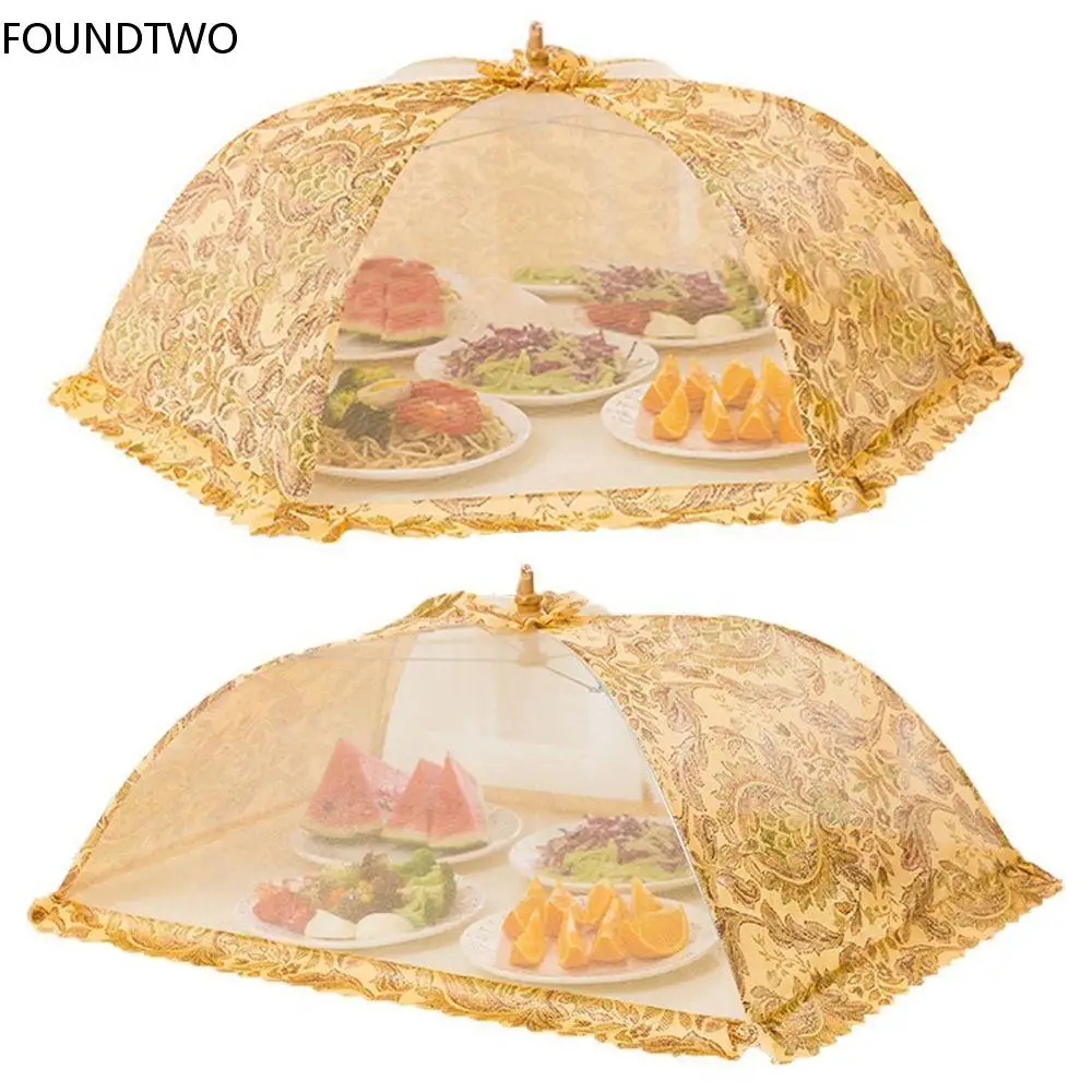 Foldable Food Cover Lace Mesh Vegetable Cover Dustproof Rice Umbrella Style Anti Fly Mosquito Insect Proof Food Bread Cover