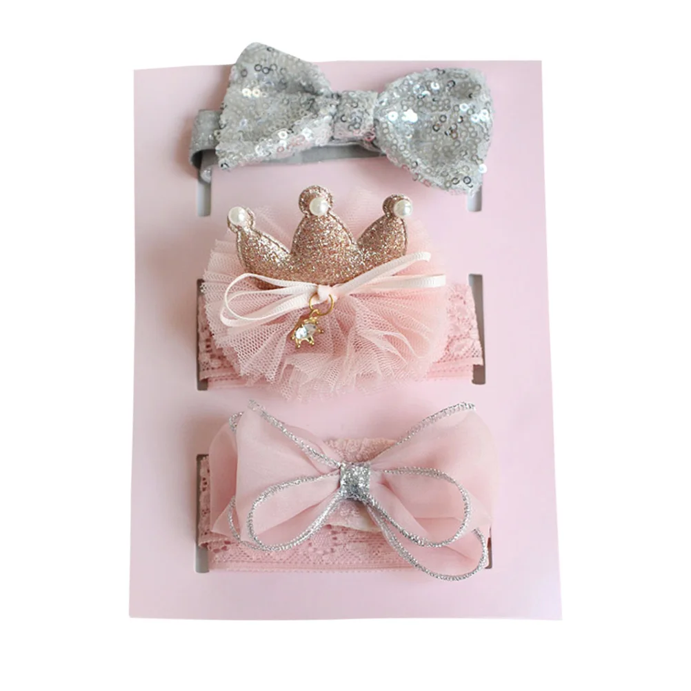 

3 Pcs Hair Bands Durable Anti Slip Soft Crown Style Bowknot Hairband Ties For Bowknot Hairband Daily Outfit Headwraps