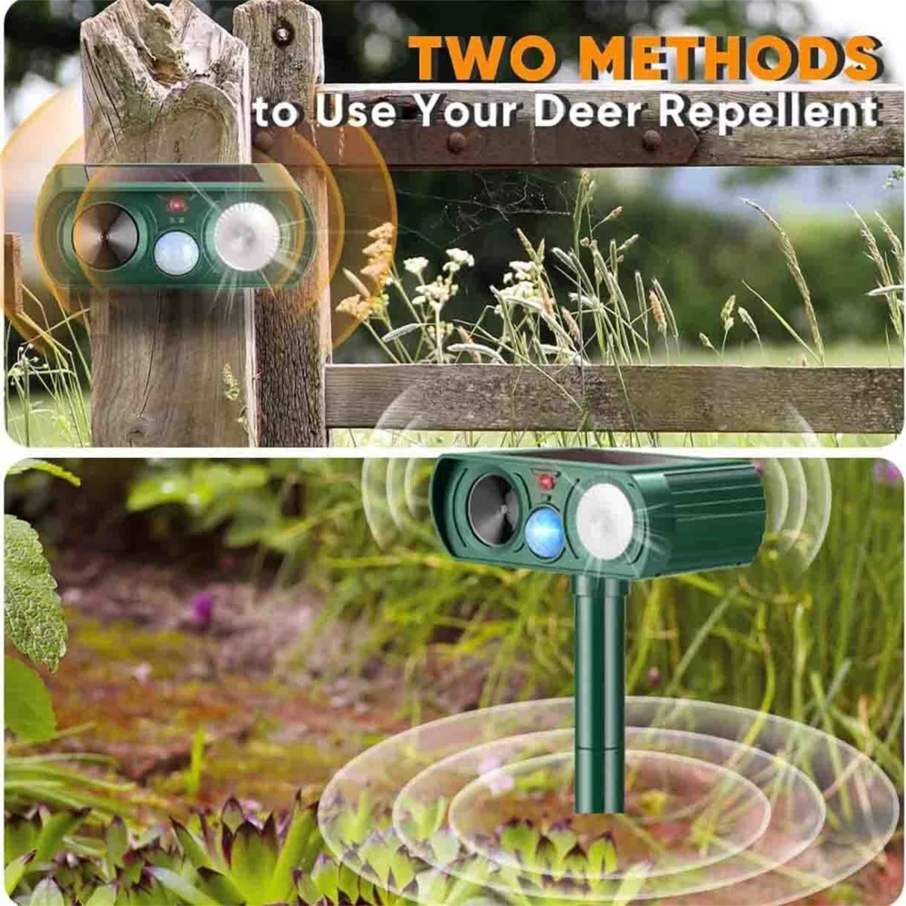 Repelente de animales ultrasónico con energía Solar para exteriores, Sensor Pir portátil para plagas de gatos y ratones, para el hogar y el jardín,