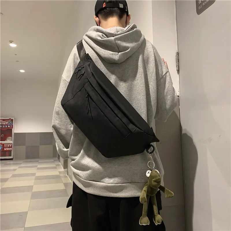 

Canvas Shoulder Crossbody Bags Large Capacity Belt Waist Bags For Men Vintage Solid Handbags For Ladies Shopper Bags