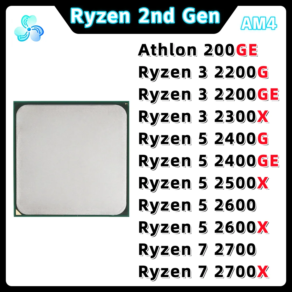 Procesador de Escritorio Ryzen de 2.ª Generación R3-2200G/2200GE/2300X R5-2400G/2400GE/2500X/2600/2600X R7-2700/2700X Athlon 200GE, Socket AM4
