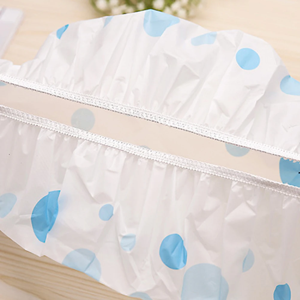

6pcs Waterproof For Women Girls Adorable Dot Design Thickened Bath Elastic Foldable Lightweight Spa Hair Protection Cap Shower