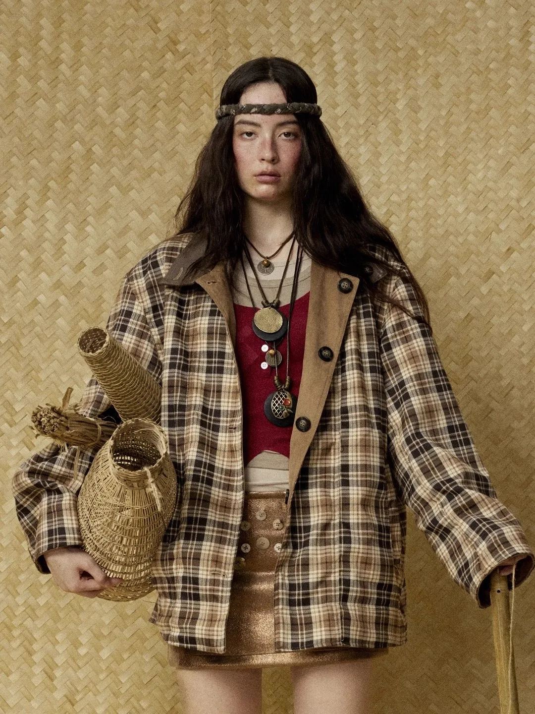 

American Sle Double-Sided Wear Suede Plaid Patchwork Jaet Loose Outerwear for Men And Women Autumn Season Faionable