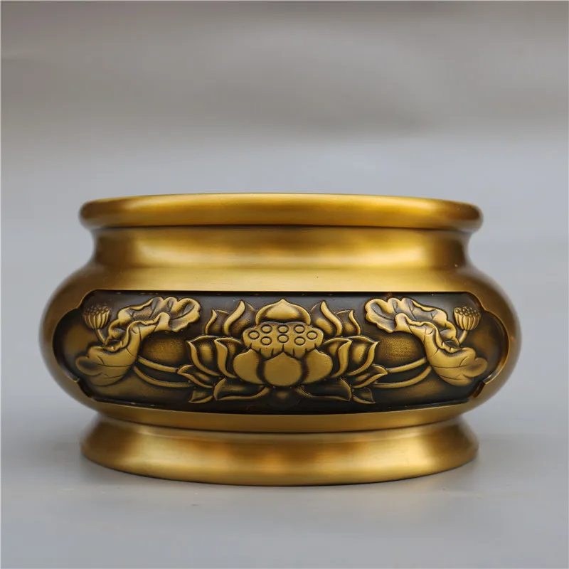 

Brass Lotus Home Living Room Desktop Decoration Ornament Supplies Copper Incense Burner
