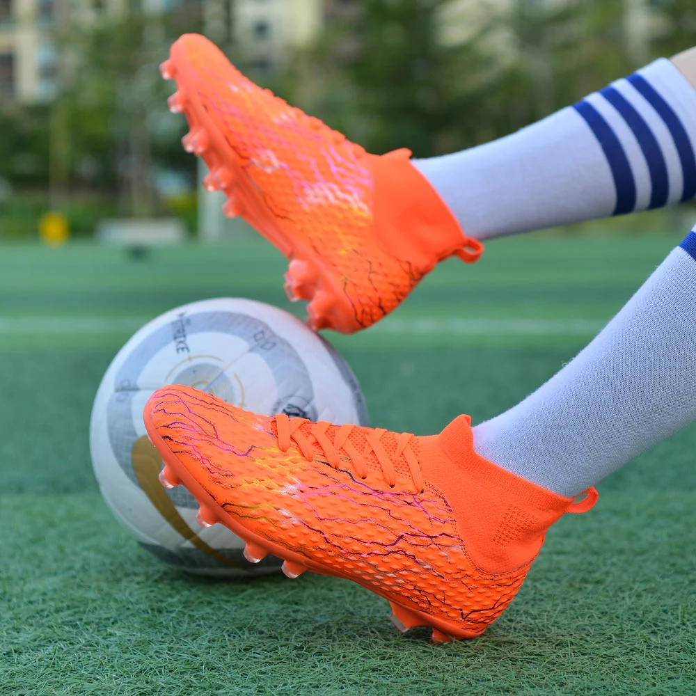 Sapatos de futebol de alta qualidade, cano alto, unhas longas, unhas quebradas, botas de treinamento de competição masculina, sapatos de futebol ag