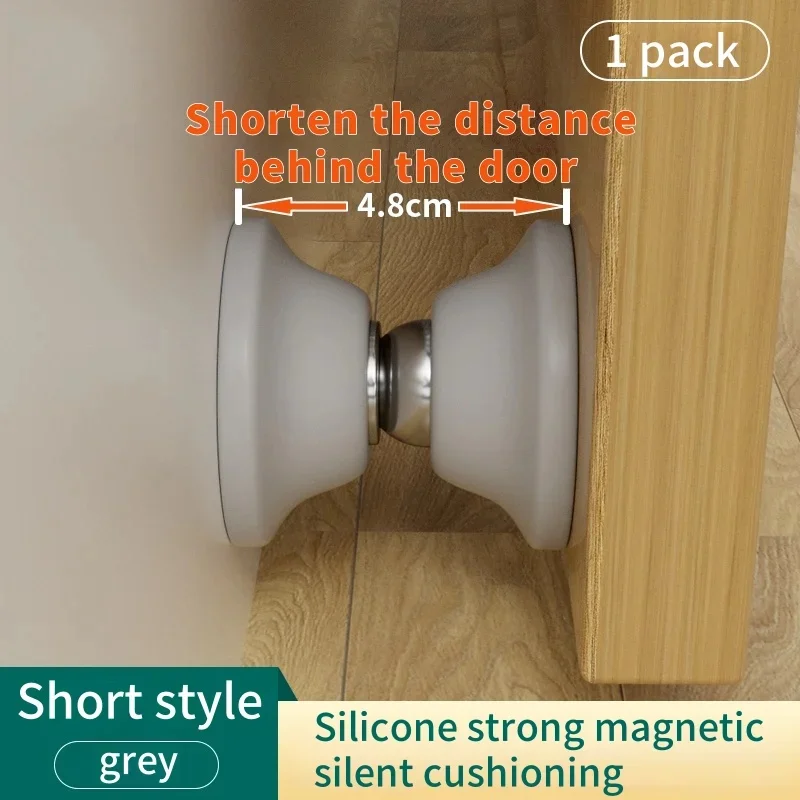 Silicone Magnetic No‑Drill Door Stopper, Anti‑Collision Buffer Door Suction for Bedroom & Study Room Doors, Strong Adhesive