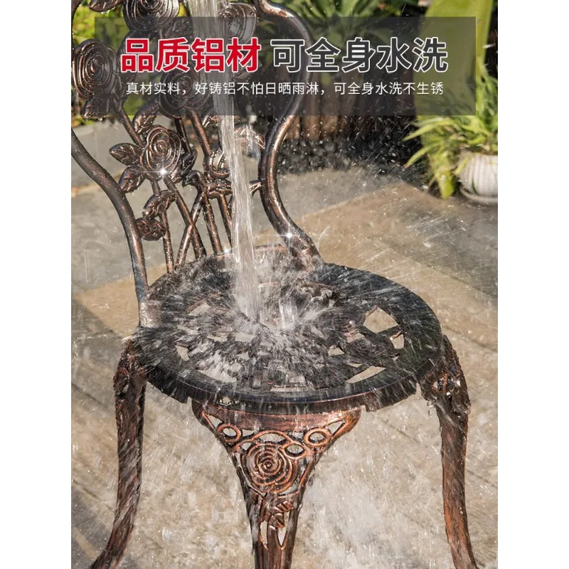 Outdoor tables and chairs courtyard garden open-air cast aluminum leisure balcony small coffee table Internet celebrity cafe din