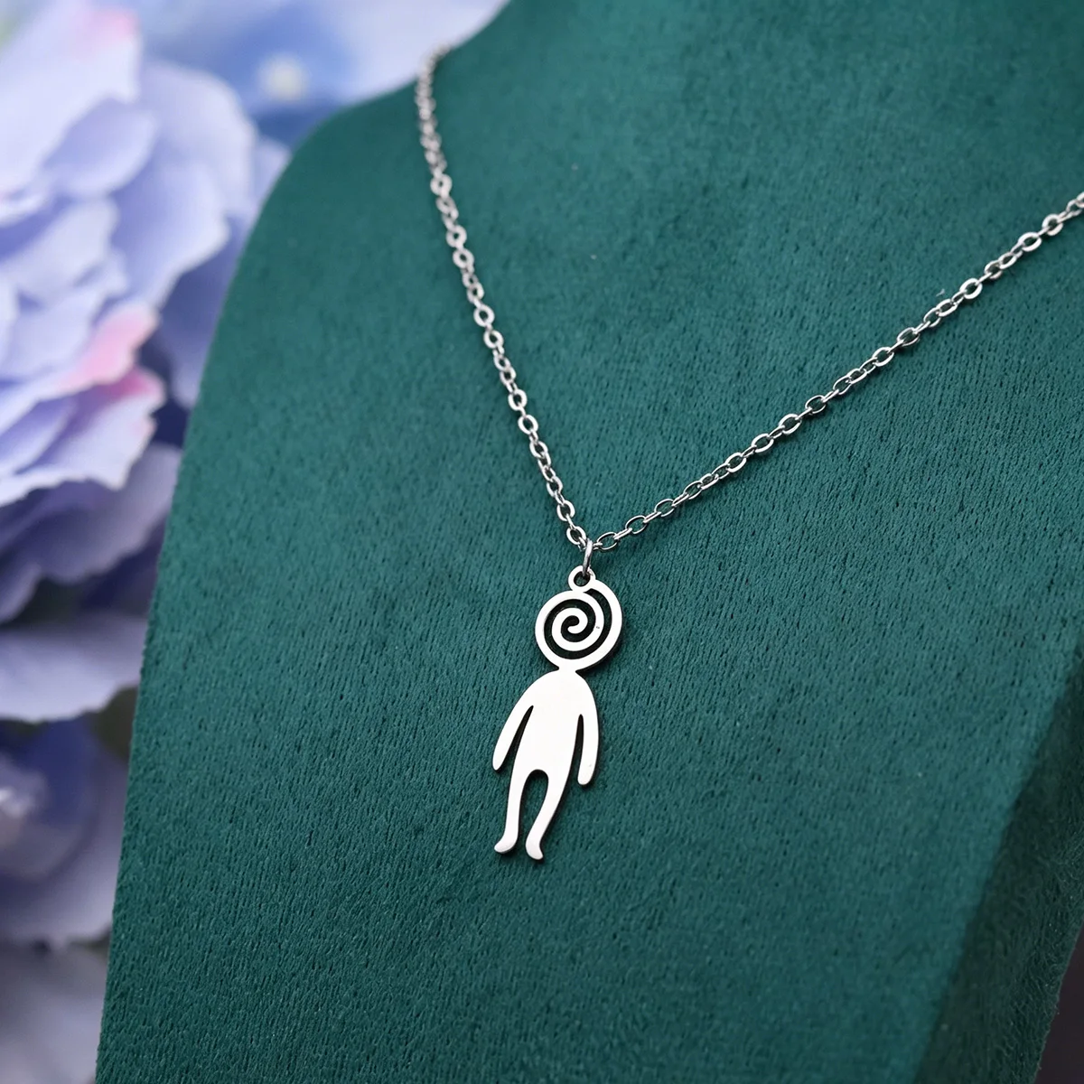 Kinitial Hip Hop Spiral Head Abstract Figure Pendant Necklace For Women Stainless Steel Long Neck Chain Fashion Jewelry New