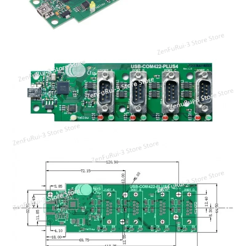 Módulo de interfaz USB-COM422-PLUS4