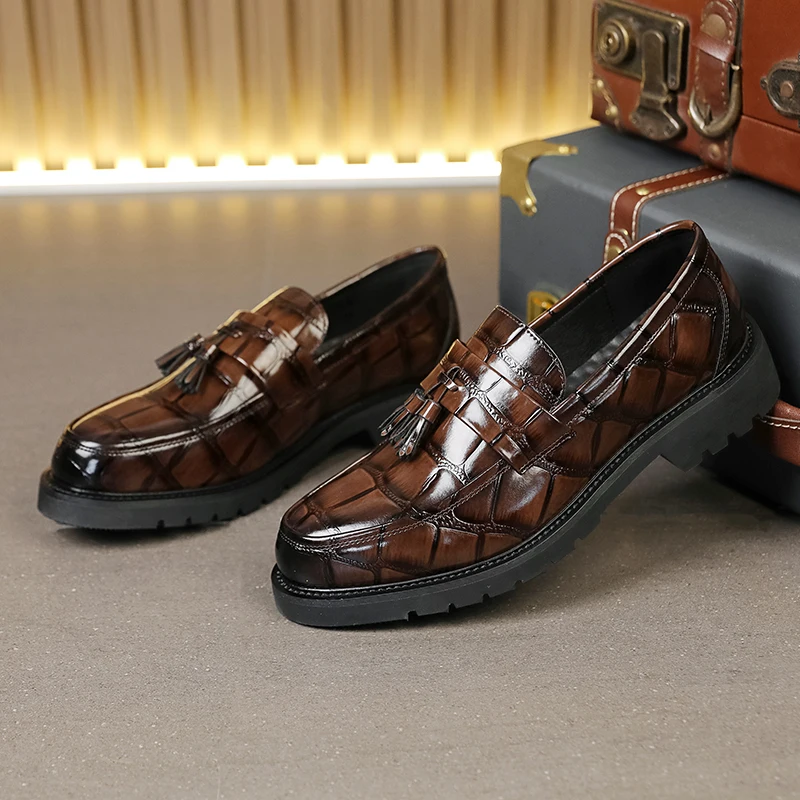 

Men Shoes Tassel Loafers Casual Fashion Slip on Dress Shoes Sizes 38-46