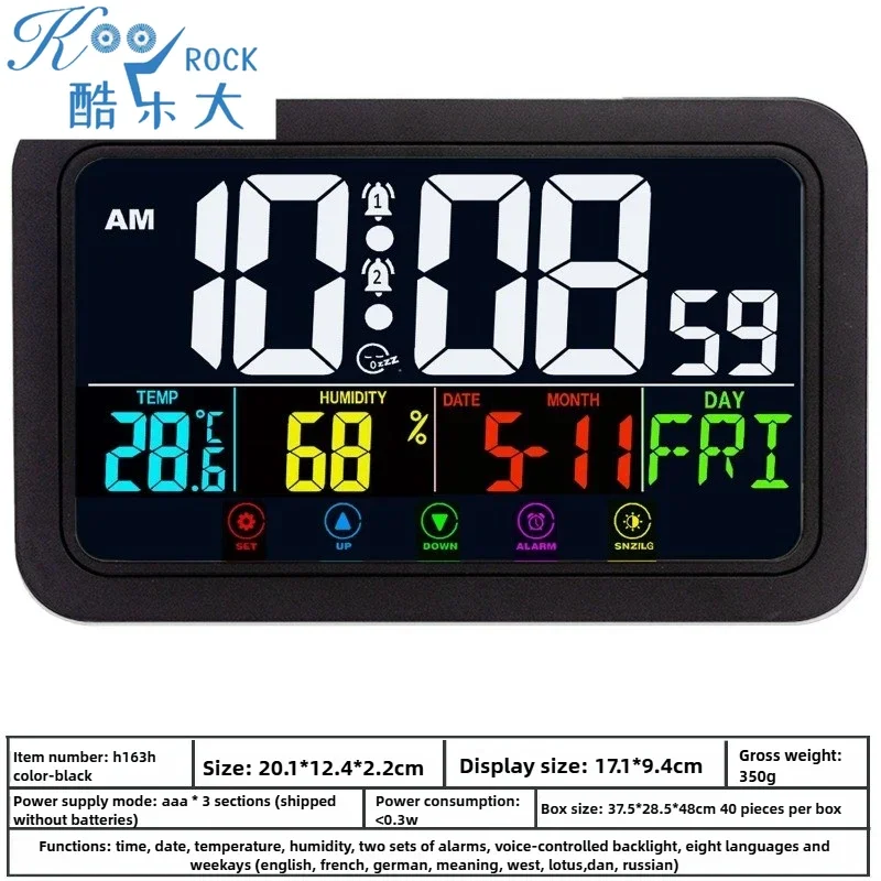 Atomic Calendar Clock with Temperature and Humidity Display, Modern Home Decor for Desk and Table