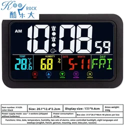 Atomic Calendar Clock with Temperature and Humidity Display, Modern Home Decor for Desk and Table